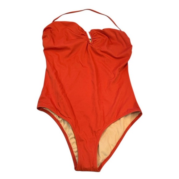 J.Crew‎ Women's 14 Orange One Piece Bandeau Swimsuit Strapless Summer beach NWT - Picture 1 of 9